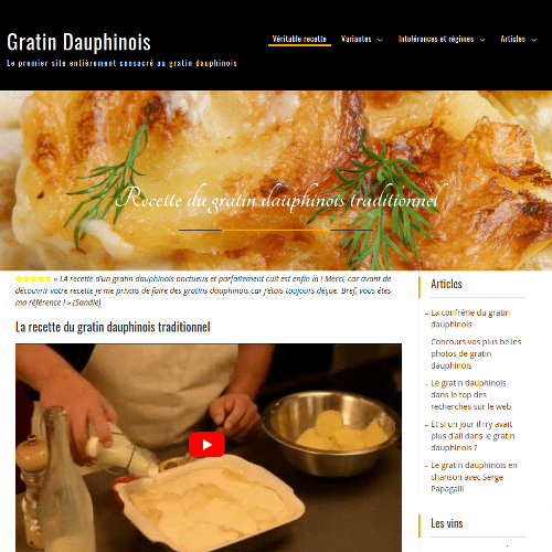 Home responsive d'un site sur le gratin dauphinois conçu par Maalys, agence web en savoie